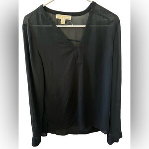 Michael Kors Navy Sheer Blouse